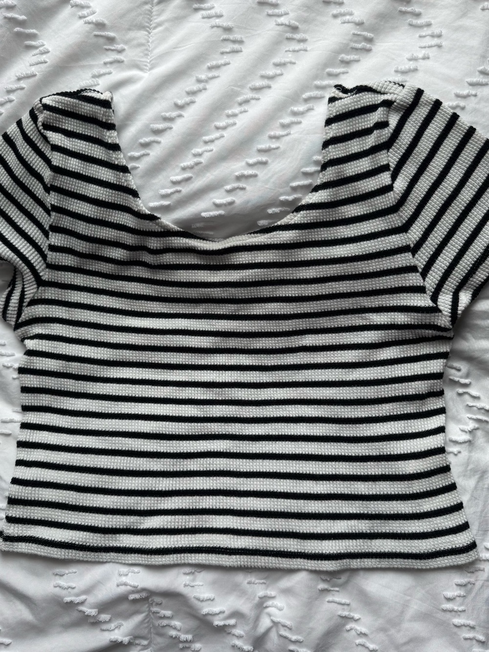 Black and White Striped Crop Top